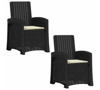 vidaXL Fauteuils de jardin imitation rotin, inclinables – Lot de 2 anthracite/crème, PP