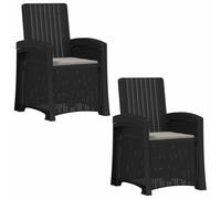 vidaXL : 2 fauteuils de jardin, style rotin, anthracite et gris clair