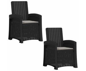 vidaXL : 2 fauteuils de jardin, style rotin, anthracite et gris clair