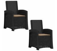 vidaXL : 2 fauteuils de jardin, style rotin, anthracite et taupe, en plastique PP
