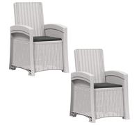 vidaXL Fauteuils de jardin imitation rotin, lot de 2, blanc et anthracite, PP