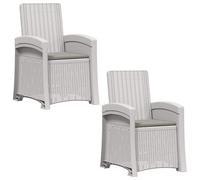 vidaXL : 2 fauteuils de jardin, style rotin, blanc et gris clair, en plastique PP