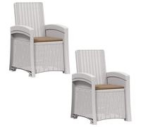 vidaXL Fauteuils de jardin imitation rotin, lot de 2, blanc et taupe, PP