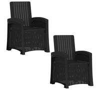 vidaXL Fauteuils de jardin imitation rotin inclinables PP, lot de 2 anthracite