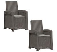 vidaXL : 2 fauteuils de jardin, style rotin, couleur gris clair, en plastique PP