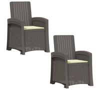 vidaXL : 2 fauteuils de jardin, style rotin, couleur gris clair et crème, en polypropylène