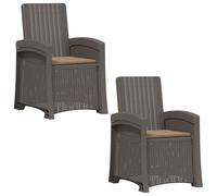 vidaXL Fauteuils de jardin imitation rotin, lot de 2, gris clair et taupe, PP