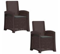 vidaXL Fauteuils de jardin imitation rotin, lot de 2, marron et anthracite, PP