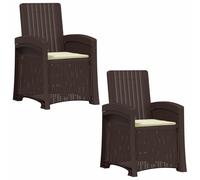 vidaXL Fauteuils de jardin imitation rotin inclinables en PP, lot de 2 marron et crème