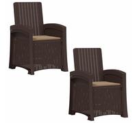 vidaXL Fauteuils de jardin imitation rotin, lot de 2, marron et taupe, PP