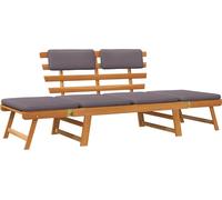vidaXL 2-in-1 Gartenliege mit Auflage 190 cm Massivholz Akazie
