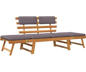 vidaXL 2-in-1 Gartenliege mit Auflage 190 cm Massivholz Akazie