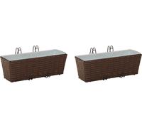 vidaXL, 2 jardinières pour balcon, couleur marron, 50 x 17 x 17 cm, métal
