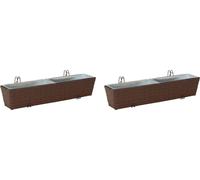 vidaXL, 2 jardinières pour balcon, couleur marron, 80 x 17 x 17 cm, métal