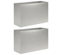 vidaXL - 2 jardinières pour l'extérieur, argent, 80 x 30 x 50 cm, en acier inoxydable