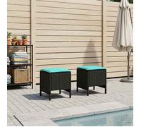 vidaXL 2 pc Pouf de Jardin Rotin PE Noir et turquoise 42025389