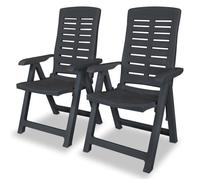 vidaXL 2 pcs Chaises inclinables de jardin Plastique Anthracite