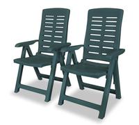 vidaXL Chaises de jardin réglables 2 pcs. Plastique Vert