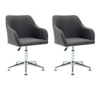 vidaXL 2 pcs Chaises pivotantes de salle à manger Gris foncé Tissu Gris foncé G