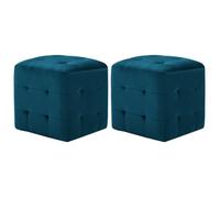 vidaXL Poufs Lot de 2 en velours 30 x 30 x 30 cm Bleu
