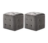 vidaXL Poufs Tabouret Cube – 2 pièces Gris Tissu Velours 30 x 30 x 30 cm
