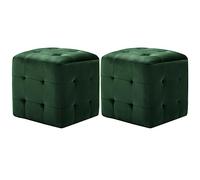 vidaXL 2X Poufs Tabouret Cube de Salle de Séjour Repose-Pied de Salon Ottoman Chambre à Coucher Maison Intérieur Confortable Vert Tissu Velours