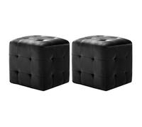 vidaXL Tables de chevet capitonnage à boutons velours noir cadre en bois 2 pièces 30x30x30 cm