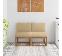 vidaXL 2 Pièce Sofa de milieu extérieur Bois d'Acacia Massif Naturel 900462