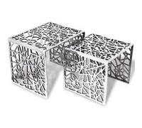 vidaXL Table d'appoint carrée 2 pièces Aluminium Argenté