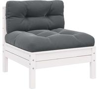 vidaXL 2-Sitzer-Gartensofa mit Kissen Weiß Massivholz Kiefer
