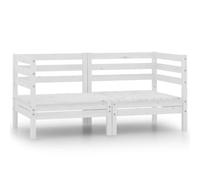 vidaXL 2-Sitzer-Gartensofa Weiß Kiefer Massivholz