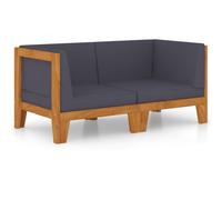 vidaXL 2-Sitzer-Sofa mit Dunkelgrauen Kissen Akazie Massivholz
