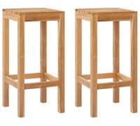 vidaXL - 2 tabourets de bar en bois massif teck naturel