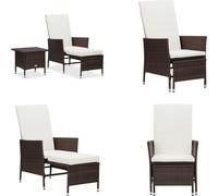 vidaXL 2 tlg. Garten Lounge Set mit Kissen Poly Rattan Braun - Ensemble de meubles de jardin - Ensemble de meubles de jardin - Meubles de jardin lounge