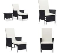 vidaXL 2 tlg. Garten Lounge Set mit Kissen Poly Rattan Schwarz - Ensemble de meubles de jardin - Ensemble de meubles de jardin - Meubles de jardin lounge