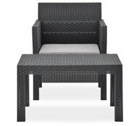 vidaXL 2-tlg. Set de salon de jardin avec Auflage PP Rotin Anthrazit