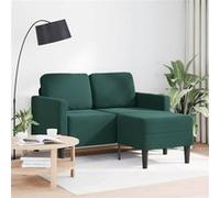 vidaXL Canapé 2 Places avec méridienne en L Vert foncé 125 cm Velours, canapé 2 Places de Chambre, Causeuse, canapé Deux Places