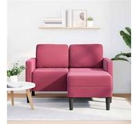vidaXL Canapé 2 places avec méridienne en L velours rouge bordeaux 125 cm