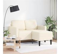 vidaXL Canapé 2 places avec méridienne en L crème 125 cm lin