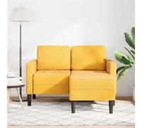 vidaXL Canapé 2 places avec méridienne en L jaune clair 125 cm Lin, canapé 2 places de chambre, causeuse, canapé deux places 4107082
