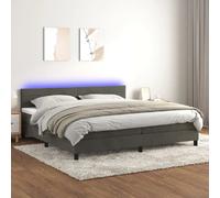 vidaXL 200x200 cm Dark Grey Bed Frame with Mattress and LED