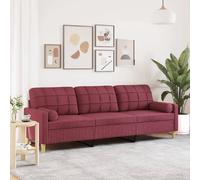 Canape droit vidaxl 3 places en polyester rouge 77 x 226 x 80 cm Rouge G