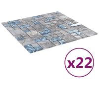 vidaXL : 22 carreaux de mosaïque, 50 x 50 cm, gris et bleu, en verre