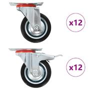 vidaXL 24 pcs Roulettes pivotantes 75 mm