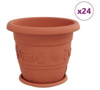 vidaXL Pots de fleurs lot de 24 – rouge brique Ø 34 x 28 cm, plastique, léger, intérieur/extérieur