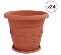 vidaXL Pots de fleurs, lot de 24, rouge brique, Ø 39 x 32 cm, plastique