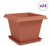 vidaXL : 24 pots de fleurs, couleur brique, en plastique