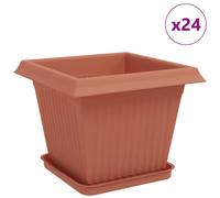 vidaXL Pots de fleurs, lot de 24, rouge brique, 33 x 33 x 26 cm, plastique