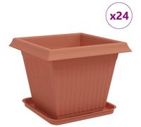 vidaXL Pots de fleurs, lot de 24, rouge brique, 38 x 38 x 30 cm, plastique