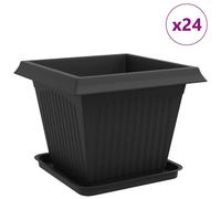vidaXL Pots de fleurs, lot de 24, noir, 43 x 43 x 33,5 cm, plastique
